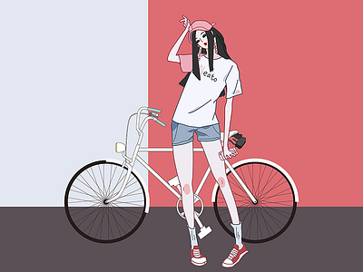 Illustration Exercise bicycle design girl graphic illustration vector