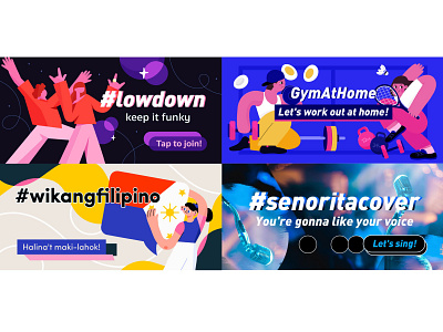 TikTok banner x4 branding design flat icon illustration typography 贴纸设计