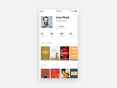 DailyUI #006 books challenge dailyui day3 iphone mobile profile ui