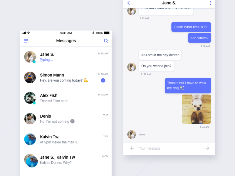 Daily UI #013 Direct Messaging by Irina Lensu on Dribbble