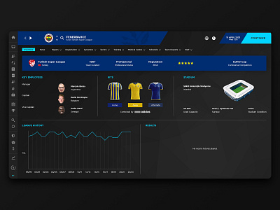Football Manager | UI Design artwork dark dashboard design desktop football game interface manager redesign sega soccer ui ui design user interface ux