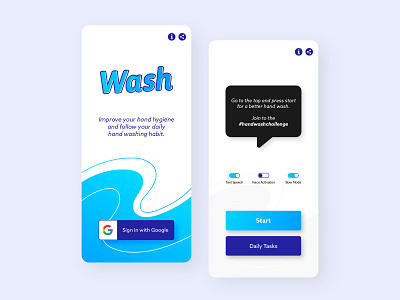 Wash - Hand Washing App | UI app application covid covid 19 design hand landing ui wash