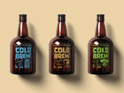 Cascara Coffee Co. - Cold Brew Bottle Labels artwork bottle branding brew coffee coffeeshop cold coldbrew colombia concept glass graphic design guatemala illustration label mexican symbol thirdwave