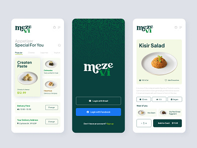 Mezevi Appetizer Order App app appdesign appetizer artwork brand design branding clean concept food graphic green interface minimal mobile design restaurant ui ui design ux