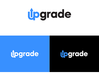 Upgrade Logo blue and black brand brand identity branding building clean corporate creative design graphic design logo minimal real esate science software techonology ui upgrade