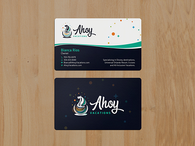 Ahoy Business Card black and white blue brand business card clean colorful corporate creative curve design logo professional visiting card wave