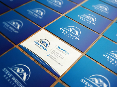 Logo and Business Card blue branding business card clean company construction corporate creative logo realty trendy