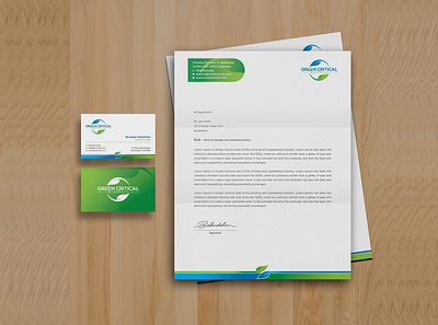 Stationary (Business card & Letterhead) black blue brand branding business card clean corporate creative green illustration letterhead logo