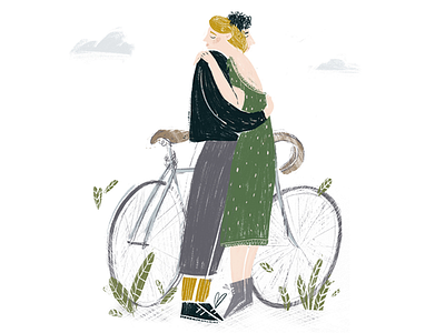 date bicycle date dream flowers girl happy love lovers meeting
