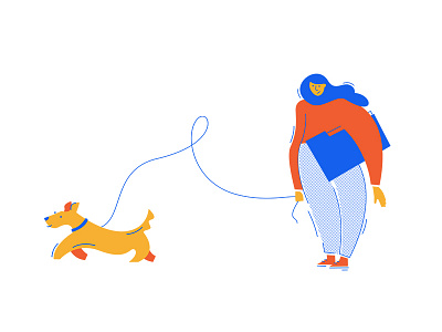 Illustration for my own website pt. 1 color dog girl happy illustration