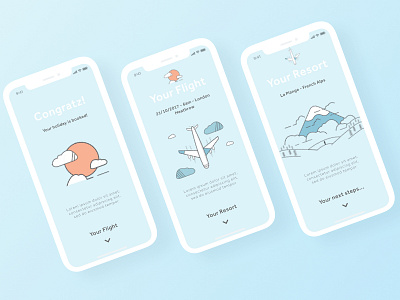 Holiday booking next steps // Application application booking holiday illustration interactive iphonesx ui ux