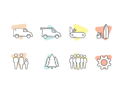 Van Lifestyle Icons automotive colour design icon illustration illustrator lifestyle surf