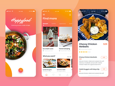 Happyfood App Design design food food app icon sketch ui