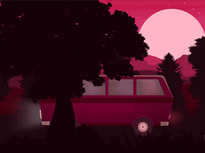 Ride the night to the end gif illustration motion night ride travel van