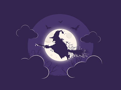Spooky halloween art bat character design halloween halloween design horror illustration minimal night scary spooky vector witch