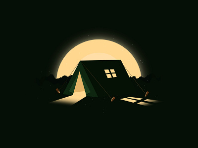 Tent camping design ecology holiday illustration minimal moon night outdoor tourism travel trip vector