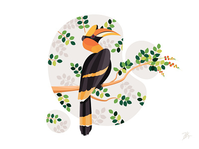 Great hornbill art bird design hornbill illustration minimal tree ui ux vector