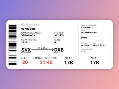 #Figma #DailyUI #024 Boarding Pass by Seva on Dribbble