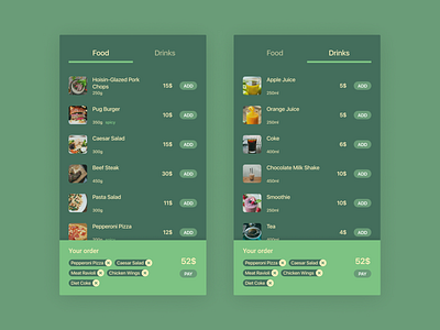 Figma #DailyUI #043 Food\Drink Menu app app concept dailyui design figma interface menu design restaurant app ui ux