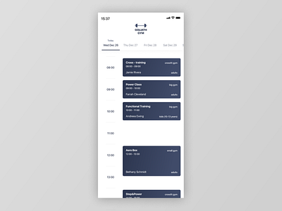 Figma #DailyUI #071 Schedule app app concept dailyui design figma flat gym gym app interface schedule ui ux