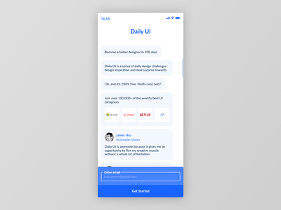 Figma #DailyUI #100 Redesign Daily UI Landing Page app app concept button dailyui design figma flat interface messenger subscribe ui ux