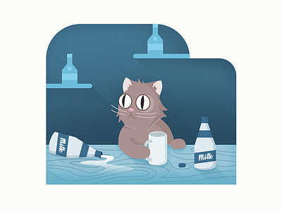 Drunk in milky bar bar cat flat flat illustration illustration milk scene scene cat