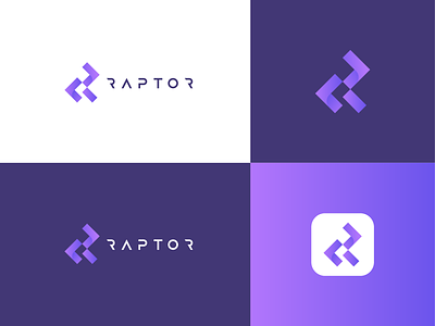 Minimal Raptor Logo creative geometric logo icon logo logodesign logos minimal modern monogram purple purple gradient purple logo purple logos r raptor logo raptors rlogo