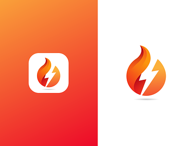 Fire+Thunder Icon Design app appicon brand branding creative design fire firelogo flame flat icon icon design illustration logo logodesign storm thunder