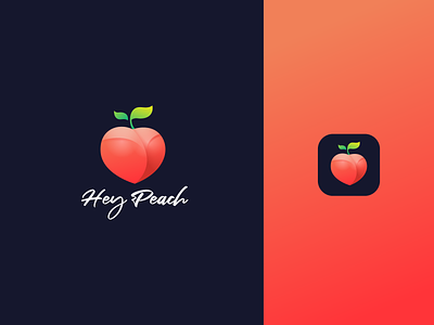 Hey Peach Logo Design branding fruit fruit logo illustration logo logodesign peach peaches sweet typography