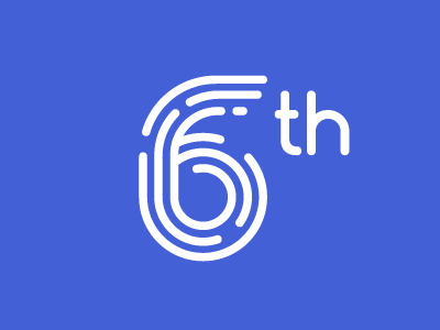 6th sense logo 6 6th blue brand creative linear logo number sense typograhpic vector