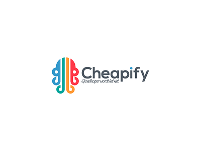 Cheapify logo desing octopus blue brand creative fun linear logo octopus water wings