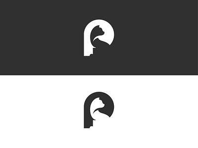 Cat and letter p cat design letter p logo logo idea logologo negative space p