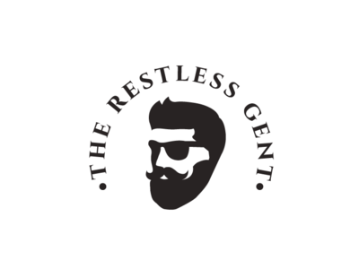 The Restless Gent face logo design man negative space