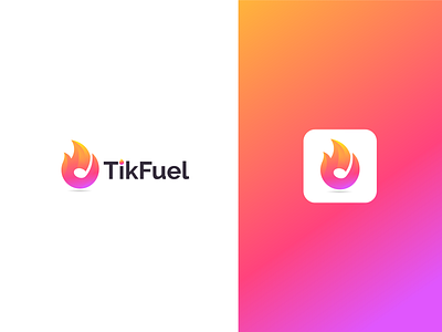 Creative Fire Flame logo Design for TikFuel brand creative fire fire logo fireball flame flames flat gradient icon icondesign lit logo logodesign minimal modern simple vector