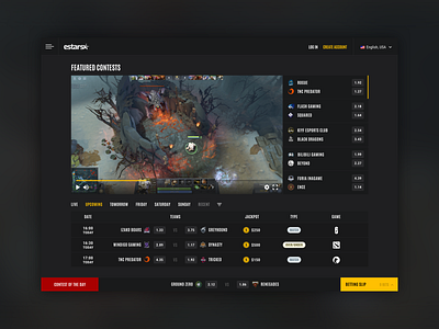 Estars Homepage betting design esports homepage homepage design landing page landing page design landing page ui site ui web website