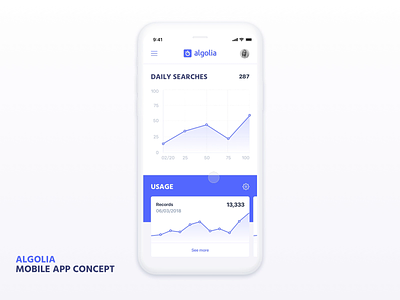 [Concept] Algolia Mobile App algolia charts dashboard app data design mobile product design productdesign prototyping search ui uidesign uiux