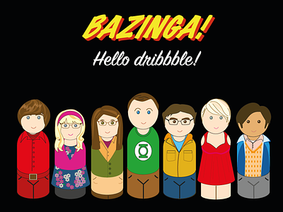 Bazinga Dribbble! characters illustration portrait the big bang theory
