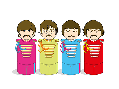 The Beatles character colourful illustration portrait the beatles