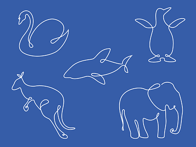 Ribbon Animals animals linear outline ribbon squiggle