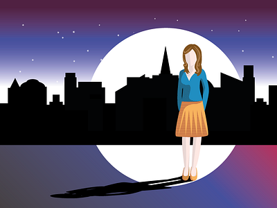 Cityscape character city illustration mood moonlight
