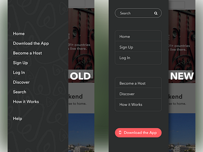 Airbnb Menu Redesign airbnb hamburger menu information menu redesign