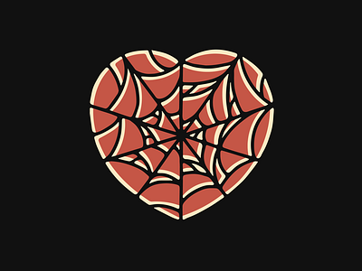 Bolderlines Apparel | Caught in a Web apparel design heart illustration love spiderweb tattoo traditional tattoo web