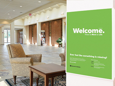 Welcome Poster in Church lobby branding catholic christian poster typography