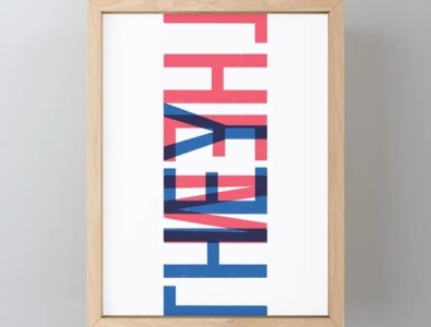 House Divided-They Them artwork binary graphic design language political politics poster poster design prints prints for sale pronoun red white and blue screenprint typography united states