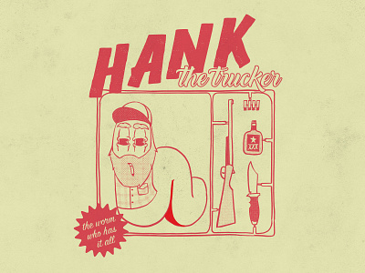 Hank The Trucker 2d character design flat illustration art trucker trucker hat worm