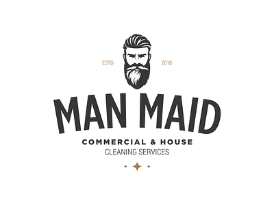 Man Maid Commercial & House Cleaning Services branding cleaning service logo