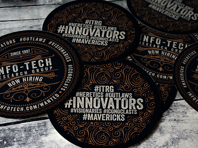Info-Tech Research Group Coasters branding coaster now hiring typogaphy vector