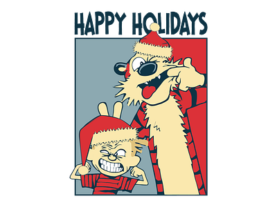 Calvin & Hobbes - Happy Holidays calvin and hobbes cartoon happy holidays illustraion illustration