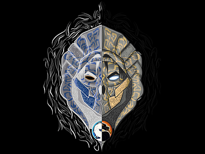 Two personalities illustration logo mortal kombat scorpion subzero web