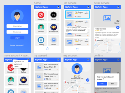 Ngantri Apps app branding design flat type ui ux web